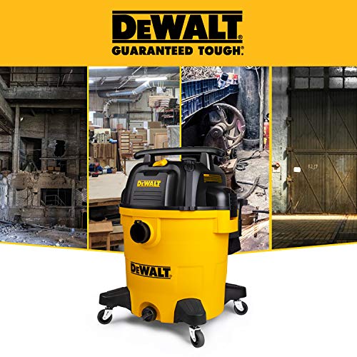 DEWALT 12 Gallon Poly Wet/Dry Vac, 5.5 HP Shop Vacuum Wet Vacuum Cleaner for Workshop, Jobsite, Commericial Area, Large Pick-Up Capacity, Yellow,DXV12P