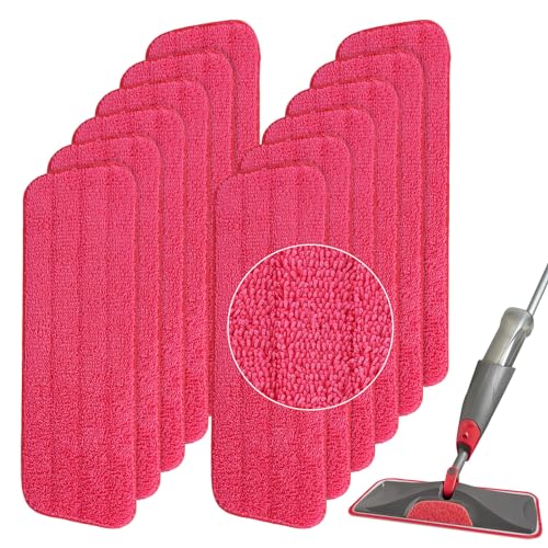 Replacement Microfiber Mop Pad for Rubbermaid Reveal Spray Mop - 12 Pack Wet & Dry Floor Cleaning Refills Reusable Fit for Any Microfiber Reveal Flat Mop 16.5"