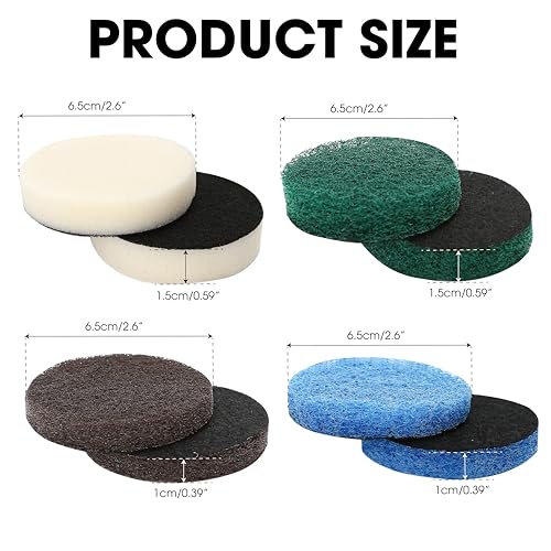 16pcs Power Scrubber Pad Set Compatible with Dremel Versa PC10 Ruby Horsepower Includes 4 Foam, 4 Kitchen, 4 Performance, 4 Microfibre Pads Electric Cleaning Tool Replacement Scouring Pads Accessories