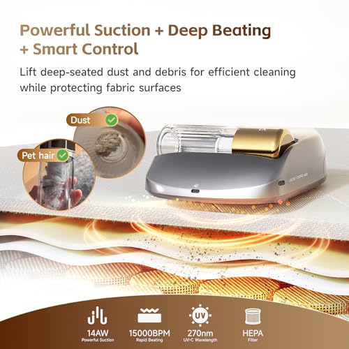CREATULIZE X1 Robot Bed Vacuum, Automatic Mattress Vacuum Cleaner with Intelligent Path Planning, UV-C Light, HEPA Filter, One-Click 100% Dust & Pet Hair Removal for Bed, Mattress, Sofa, Carpet