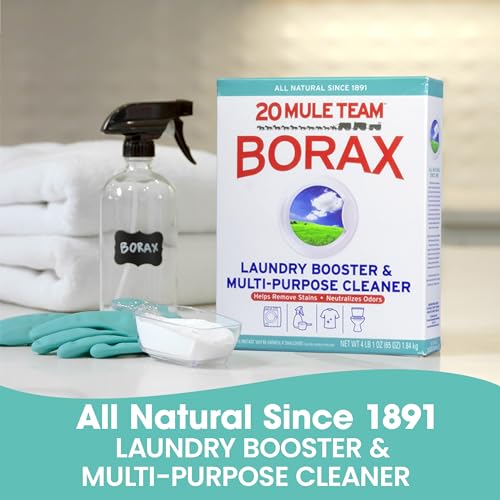 20 MULE TEAM Borax Powder, 65 Ounce, 4 Count, All Natural Laundry Booster & Multi-Purpose Household Cleaner for Kitchen and Bathroom, Stain & Odor Fighter, Helps Deodorize & Freshen