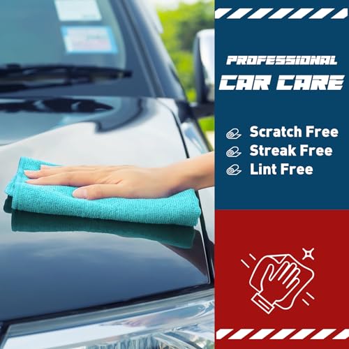 TEAWOO Microfiber Cleaning Cloths-50 Pack, Microfiber Towels Bulk, Towels for Cars & Home, Cleaning Rags 5 Colors Assorted (12x12 inches)