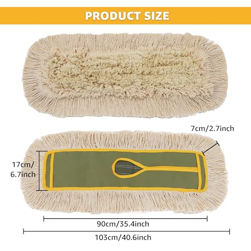 YAYODS 3 Pack Dust Mop Replacement Head, 36'' Dust Mops for Floor Cleaning Replacement Reusable Industrial Cotton Dust Mop Refill for Hardwood Floors, Ceramic, Marble, Tile