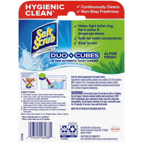 Soft Scrub In-Tank Toilet Cleaner Duo-Cubes, Alpine Fresh, 2 Count
