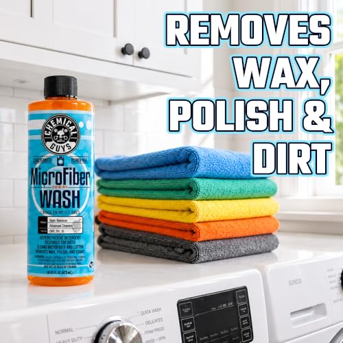 Chemical Guys Microfiber Cleaning Cloth and Car Wash Towel Detergent - Concentrated Cleaner for Towels, Microfiber Cloths, and Pads - Removes Dirt, Wax, Grease, Stains, Orange Scent - 16 oz