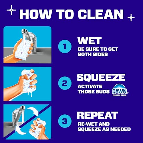 Mr. Clean Magic Eraser Sponge, Bathroom Cleaner, Shower Cleaner, Tub Cleaner, Soap Scum Remover, Bathroom Cleaning Supplies, Dawn Cleaning Power with Febreze Lavender Scent, 5ct