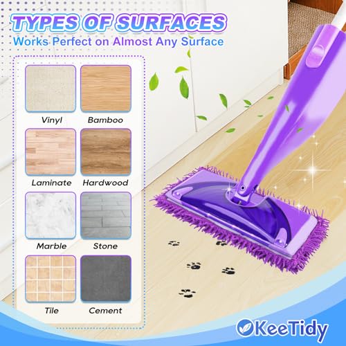 KeeTidy Wet Jet Pads Compatible with Swiffer Wetjet, Reusable Wet Jet Refill for Hardwood and Floor Spray Mop, Upgraded Fiber Mop Pads for Deep Cleaning (3 Pack)