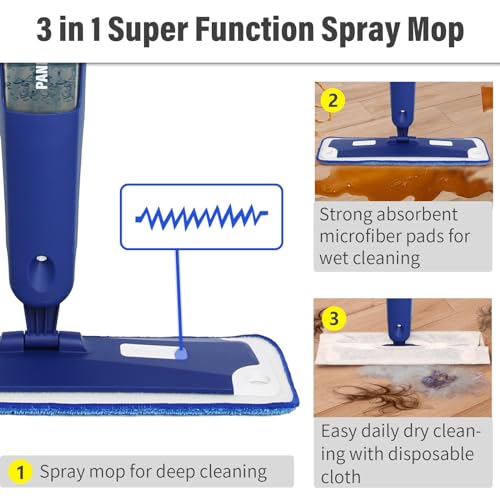 Spray Mop for Floor Cleaning with Bottle & 3 Microfiber Pads