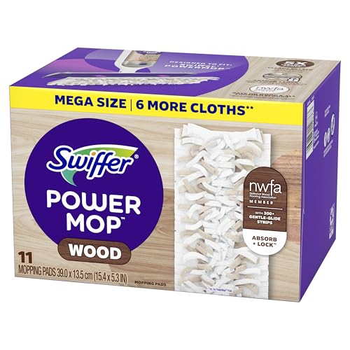 Swiffer PowerMop Wood Mopping Pad Refills for Floor Cleaning, 11 Count