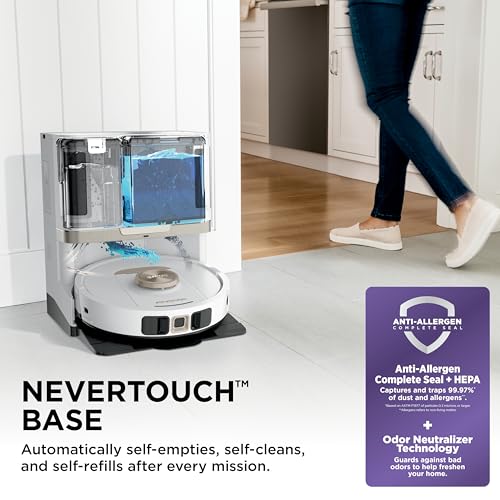 Shark Stratos | 2-in-1 Robot Vacuum & Mop for Carpets & Hard Floors | Powerful Suction & Mopping for Pet Hair | Self-Empty & Self-Clean NeverTouch Base | 60-Day Capacity | HEPA | White | AV2700ZE