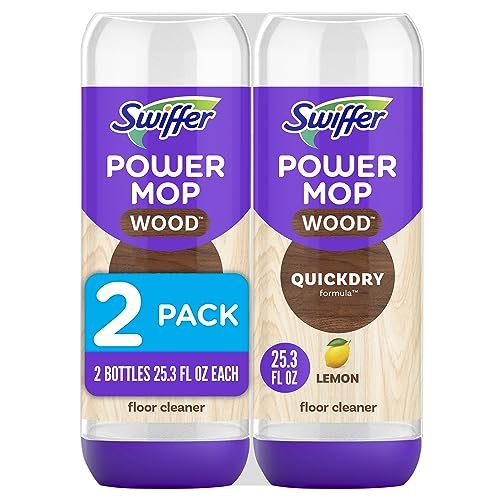 Swiffer Power Mop Wood Refill Solution, QuickDry Hardwood Floor Cleaner for Mopping Home, Bathroom, Kitchen, All Purpose Multi-Surface Solution for Floor Cleaning, Lemon Scent, 50.7 oz