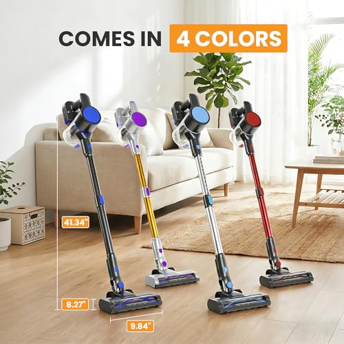 NEWBULIG Cordless Vacuum Cleaner, Removable Stick Vacuum with LED Touch Screen, Self-Standing, 35Mins Runtime, Lightweight Handheld for Pet Hair, Hard Floor, Carpet