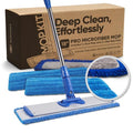 18” Pro Microfiber Hardwood Floor Mop - Cleans Floor in Seconds | Dust & Wet Mopping | Hardwood, Tile, Laminate & Vinyl with 3 Washable Pads, No Buckets Needed with Deluxe Household Mop
