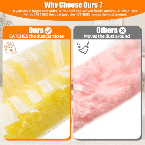 Senowi 50 Count 360° Heavy Duty Duster Refills Compatible with Swiffer, Larger Size-Extra Thick Electrostatic Disposable dusters Refill for Electronics, Furniture, Blinds, Ceiling Fans, Unscented