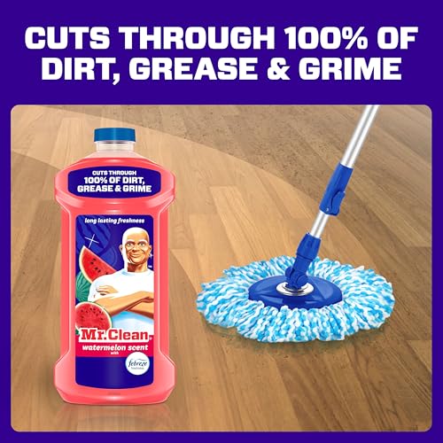 Mr. Clean All Purpose Cleaner, Mop Soap, Floor Cleaner for Mopping Home, Bathroom, & Kitchen, Cleaning Liquid for Mop & Bucket, Cleaning Supplies, Multi-Surface Dilutable, Watermelon, 41oz