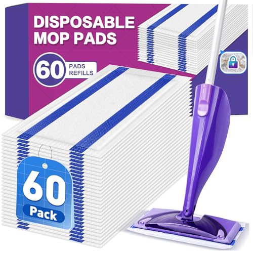 Mop Pads Refills Compatible with Swiffer WetJet Mop, Disposable Mop Pads for Hardwood Floors, Tile, Laminate & Multi-Surface Cleaning, 60 Pack