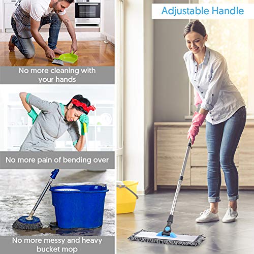 MANGOTIME Microfiber Dust Mop for Hardwood Floors - Dry Floor Cleaning for Wood, Tile, Vinyl, Laminate - Wet Flat Mop With 4 Washable Reusable Pads and Aluminum Head