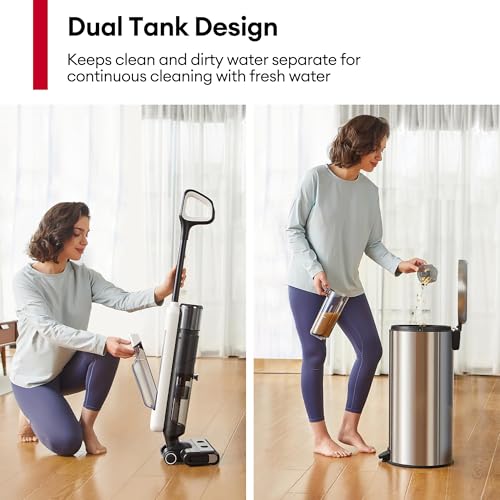 Ultenic Wet Dry Vacuum Cleaner, Cordless Vacuum Mop Combo with Self-Cleaning, 50min Runtime, Smart Mess Detection, Edge Cleaning, LED Display, 3-in-1 Floor Cleaner Machine for Hard Floor, Black＆White