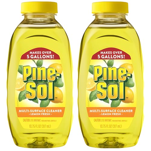 Pine-Sol Multi Surface Cleaner, 2 Pack, Concentrated Multi Purpose Cleaner and Degreaser for Kitchen and Bathroom, Makes 5 Gallons, Lemon Fresh Scent, 10.75 oz. Each