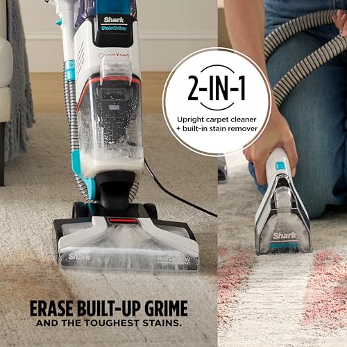 Shark CarpetXpert | Upright Carpet, Area Rug & Upholstery Cleaner | Carpet Shampooer with StainStriker Handheld Tough Stain Eliminator | Removes Tough Stains & Odors | 3 Cleaning Tools | White | EX201