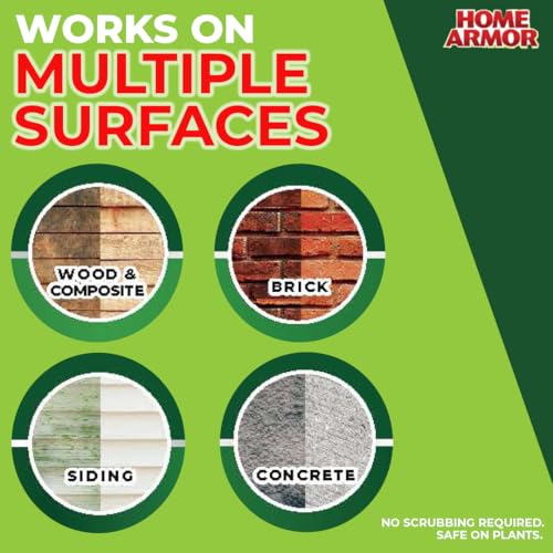 Home Armor Outdoor Cleaner+, 64 oz., Remove Stains from Mold, Mildew, Algae, Dirt and Grime for Visible Results in Seconds, No Scrubbing Required, Plant Safe When Used as Directed