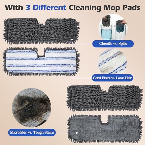 Two Sided Dust Mop Floor Cleaning System, MASTERTOP 360 Microfiber Mop with Stainless Steel Handle,Wet Dry Mop,Flat Flip Mops for Hardwood, Laminate, Vinyl, Tiles,4 Washable Mops Pads