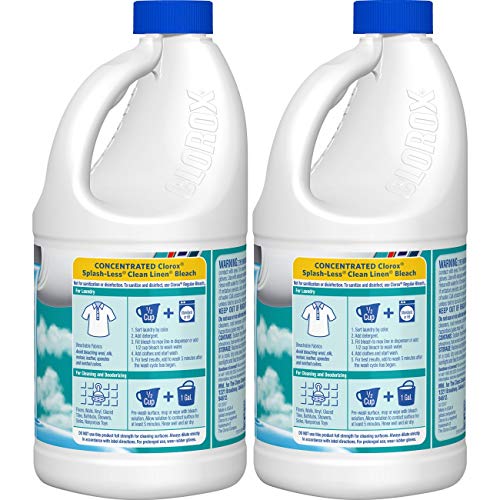Clorox Splash-Less Bleach, Clean Linen Scent, 55 Ounces, 2 Pack (110 Ounces Total), Real Bleach Made Simple™