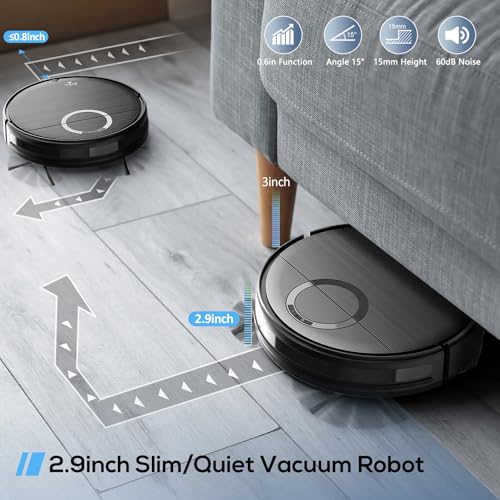 Robot Vacuum, 2 in 1 Robot Vacuum and Mop Combo for Pet Owners: Strong Suction, Anti-Tangle Brushless Inlet, Picks Up Dog & Cat Hair, Wet Mopping Removes Paw Prints, Auto-Recharge with Schedule
