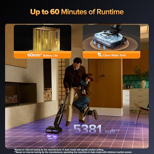 roborock F25 Ultra Steam Wet Dry Vacuum Cleaner, 356°F Steam Mop & 187°F Hot Water Cordless Vacuum Mop All in One, Floor Washer with Blue Light, 194°F Self-Cleaning, 180° Lay-Flat, AI Assitant Wheels