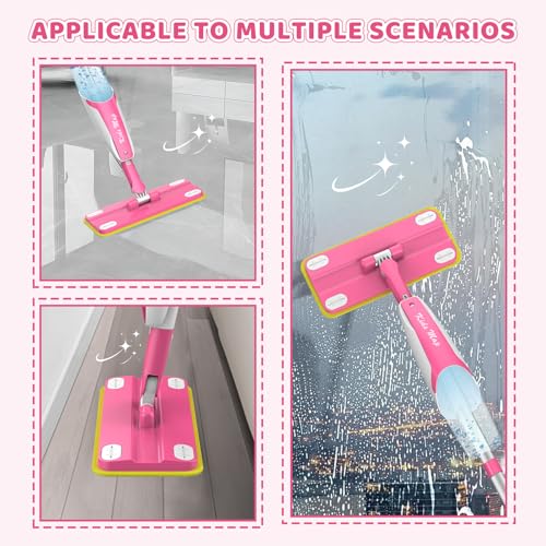 Bluocean Kids Spray Mop - 30 Inch, 420ml Large Water Tank, Effective Cleaning Tool & Fun Montessori Toy, Pretend Play Housekeeping Set Toddlers Love (Magenta)