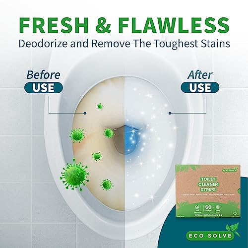 Natural Toilet Bowl Cleaner Strips, Eco-friendly, Non-toxic, Septic Safe, Removes Odors & Stains, Plastic-free, Natural Toilet Bowl Cleaner for Quick and Easy Cleaning, Toilet Fresheners (60 count)