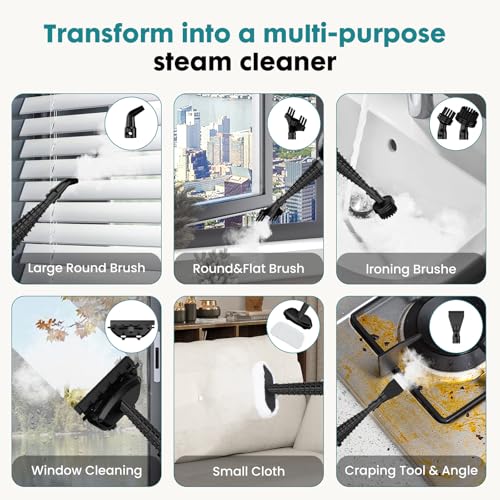 DUMOS 10-in-1 Multifunctional Steam Mop, 1550W Detachable Handheld Steam Cleaner, 16FT Power Cord with 2 Reusable Pads, Floor Steamer for Hardwood, Tile, Carpet, Grout, Windows