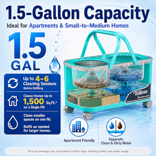 2026 Upgraded Easy-Use Spin Mop for Cleaner, Clean & Dirty Water Separation Mop Bucket for Pet & Family Homes,360° Swivel Wheels, Safe for Hardwood & Tile, Adjustable Handle,6 Reusable Mop Heads