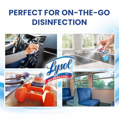 Lysol To Go Bundle - 1.5 Ounce Crisp Linen Disinfectant Spray and Lemon Lime Disinfecting Wipes Flat Pack