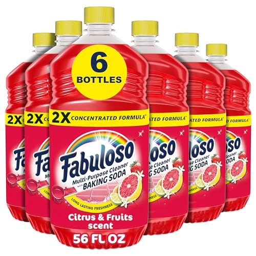 Fabuloso 2X Multi-Purpose Cleaner with Baking Soda, No Rinse Floor Cleaner, Long-Lasting Freshness, Citrus and Fruits Scent, 56 fl oz