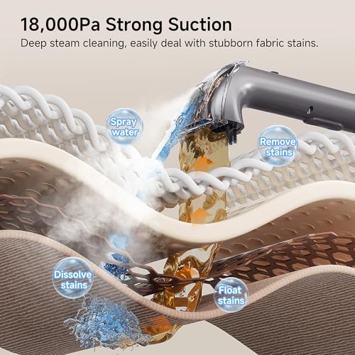 uwant Portable Carpet Cleaner with Steam& Heating System 18Kpa Powerful Suction Carpet Cleaner with 4 Cleaning Tools& Solution 2 in 1 Upholstery Cleaner Steam Cleaner for Pets, Car (Old version)