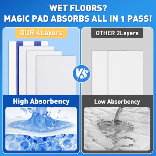 Mop Pads Refills Compatible with Swiffer WetJet Mop, Disposable Mop Pads for Hardwood Floors, Tile, Laminate & Multi-Surface Cleaning, 60 Pack