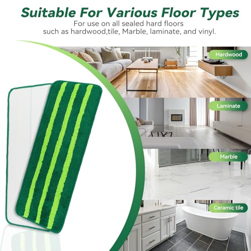 Mop Head Replacement for Libman Freedom Spray Mop - Washable Reusable Wet & Dry Cleaning - Microfiber Spray Mop Pads Refill for Multi-Surface Floor -4 Pack (Green）