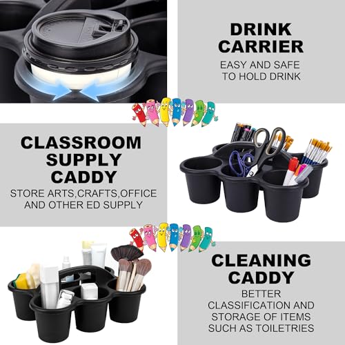 Find Scrapblooms 6 Pack Classroom Caddy For School,Kidsroom,Pencil Holder,Plastic Cup Caddies for Drink Delivery,Cleaning Caddy Organization For Shower Room（Black