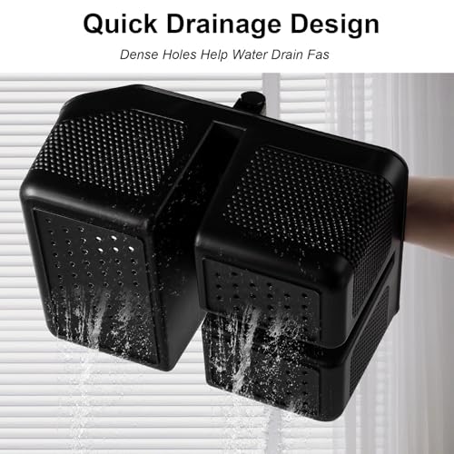 rejomiik Shower Caddy Portable with Bamboo Handle, Plastic Basket Cleaning Caddy Organizer Storage Tote for Bathroom, College, Dorm Room Essentials, Black