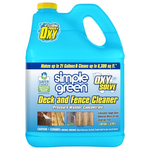 Simple Green Oxy Solve Deck and Fence Pressure Washer Cleaner, Colorless to Pale Straw, Unscented, 128 Fl Oz (Packaging May Vary)