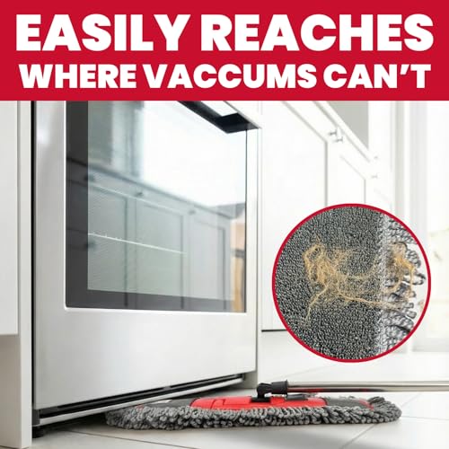 Dust Mop for Floor Cleaning with 4-in-1 Washable Pad System, Wet & Dry Multi-Purpose Mop with Built-In Scraper and Extra-Long 62'' Stainless Steel Handle for Hardwood,Vinyl,Laminate,Tile,Marble Floors