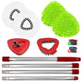 Hezane 4 Pack Replacement Mop Heads& Handle Scrub Brush and Base Combo Set Compatible with Ocedar Spin Mops Refills，30-58" Mop Handle and Microfiber Head Refills for Cleaning