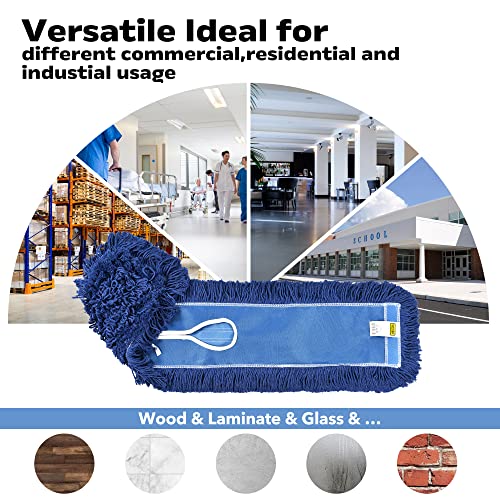 MATTHEW CLEANING 36'' Industrial Strength Cotton Dust Mop Refill Washable Replacement Heads For Residential & Commercial Use Fit Standard Dust Mop Frames, Hardwood, Laminate, Concrete Floors 3 Pack