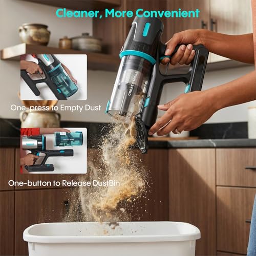 Bagotte Cordless Vacuum Cleaner,65KPa 65Mins Stick Vacuum with Self-Standing,Anti-Tangle Touch Screen LED Display, Detachable Battery Pack, Rechargeable Vacuum for Floor/Carpet/Pet Hair