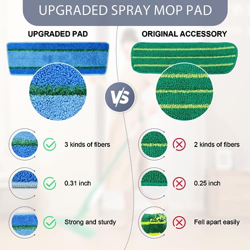 Upgraded Mop Head Replacement for Libman Freedom Spray Mop, 6 Pack Washable Mops Refill Pad + 1 Count Laundry Bag
