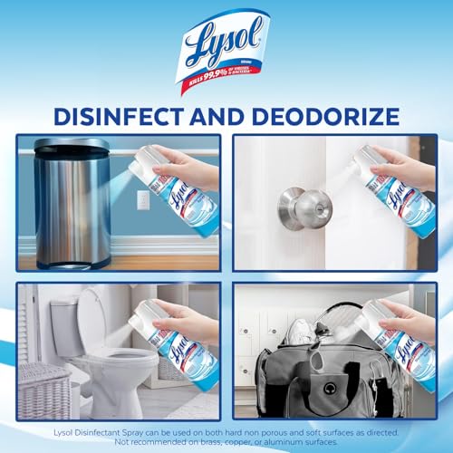 Lysol Disinfectant Spray, Household Cleaning Supplies, Disinfecting Multi-Purpose Room Spray, Antibacterial Sanitizer, Deodorizer, Kills Hantavirus, Crisp Linen, 12.5 Fl Oz (Pack of 2)