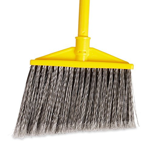 Rubbermaid Commercial Products 10.5" Angle Broom Vinyl-Coated Metal Handle Flagged Polypropylene Fill Gray for Cleaning Hard-to-Reach Areas