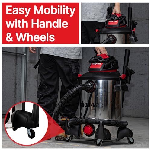 Shop-Vac 5761311 12-Gallon Wet/Dry Shop Vacuum, 6 Peak HP, 1.5 Inch Diameter x 7 Foot Hose, 20 Foot Cord, Ideal for Home, Garage, and Workshop Cleaning