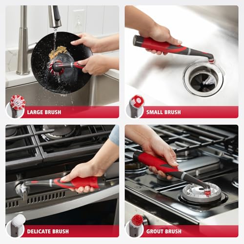 Rubbermaid Reveal Power Scrubber 18-Piece Kit, Cordless Electric Battery Powered Scrub Brush, Water Resistant, for Home/Kitchen/Bathroom/Grout/Tile/Shower/Tub